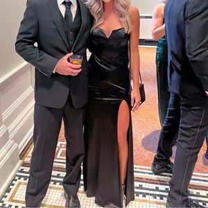 Black satin dress, XS worn once